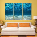 Miico Hand Painted Three Combination Decorative Paintings Light Blue Seawater Wall Art For Home Decoration