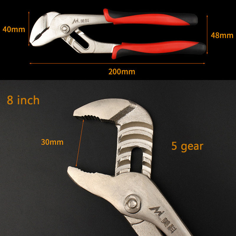7/8/10/12 Inch Water Pump Pliers Plumbers Jaw Pipe Clamp Wrench Grips Hand Tool