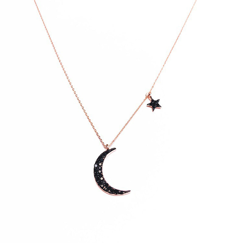Elegant Pendant Necklace Moon Star Asymmetric Chain Charm Necklace Ethnic Jewelry for Women