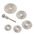 Drillpro 6pcs HSS Circular Saw Blade Set with 3.2mm 6mm  Extension Rod Shank for Rotary Tools