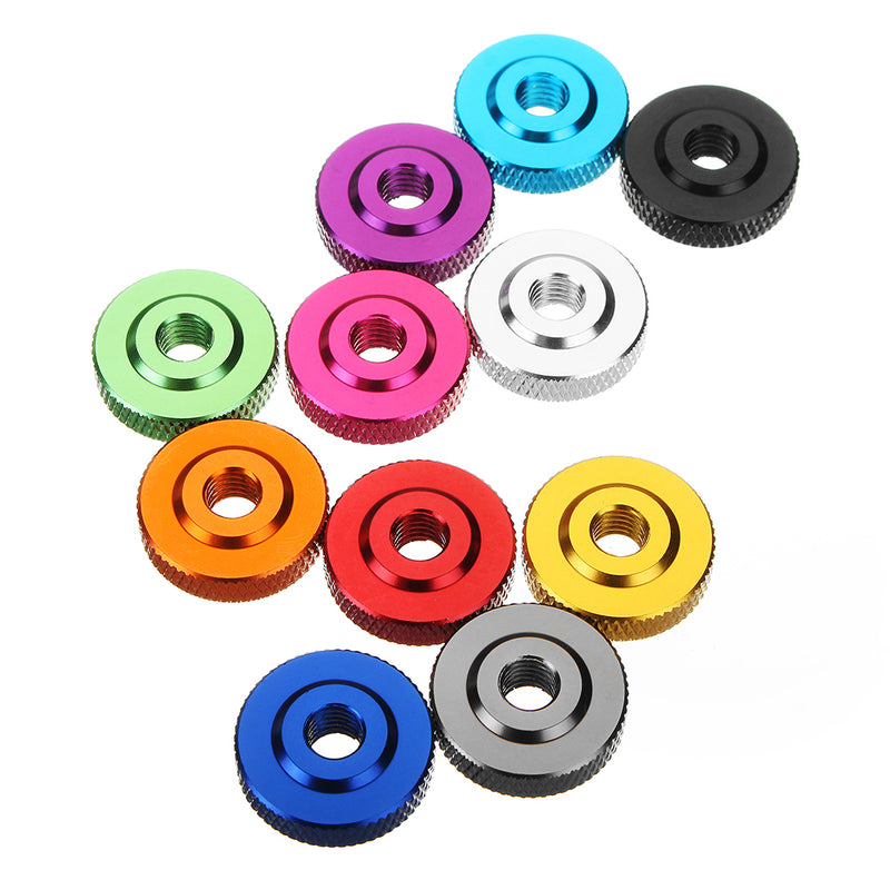 Suleve M6AN2 10Pcs M6 Knurled Thumb Nut w/ Collar Screw Spacer Washer Aluminum Alloy Multicolor