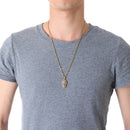 REZEX Buddhist Men's Necklace Titanium Steel Gold Silver Buddha Palm Pendant Necklace With Case