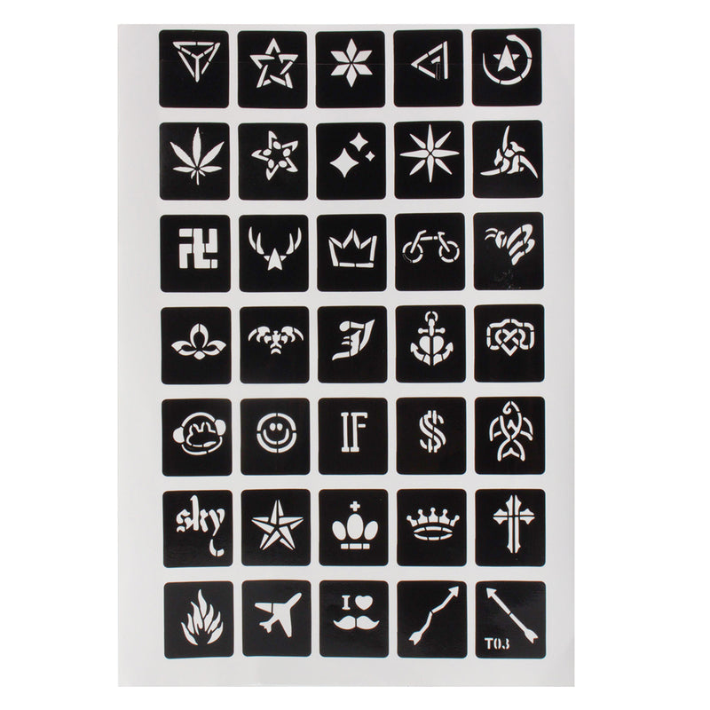 200Pcs Stencils Glitter Tattoo Accessories Girl Princess Body Art Airbrush Painting Kit
