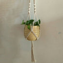 4 Legs Handmade Crude Cotton Flower Pot Decorations Hanging Basket Plant Hanger Rope with Iron Coils