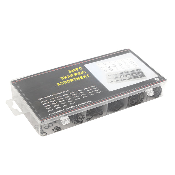 Suleve MXMR1 300Pcs 3-32mm Assorted External Circlip Snap Ring C-Clip Repairs Parts Case Box