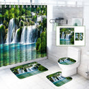 180 x180cm Shower Curtain Anti-Slip 3xCarpets Waterfall Style Bathroom Bath Mat