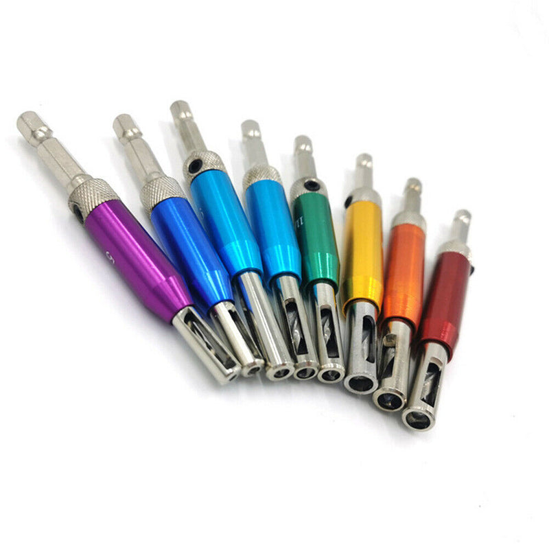 7+1Pcs Door Self-centering Hinge Drill Bit Set Hinge Tapper Screw with Wrench
