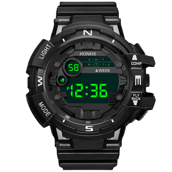 HONHX 81-66F Men Fashion Luminous Display Calendar Alarm Colock Sport Digital Watch