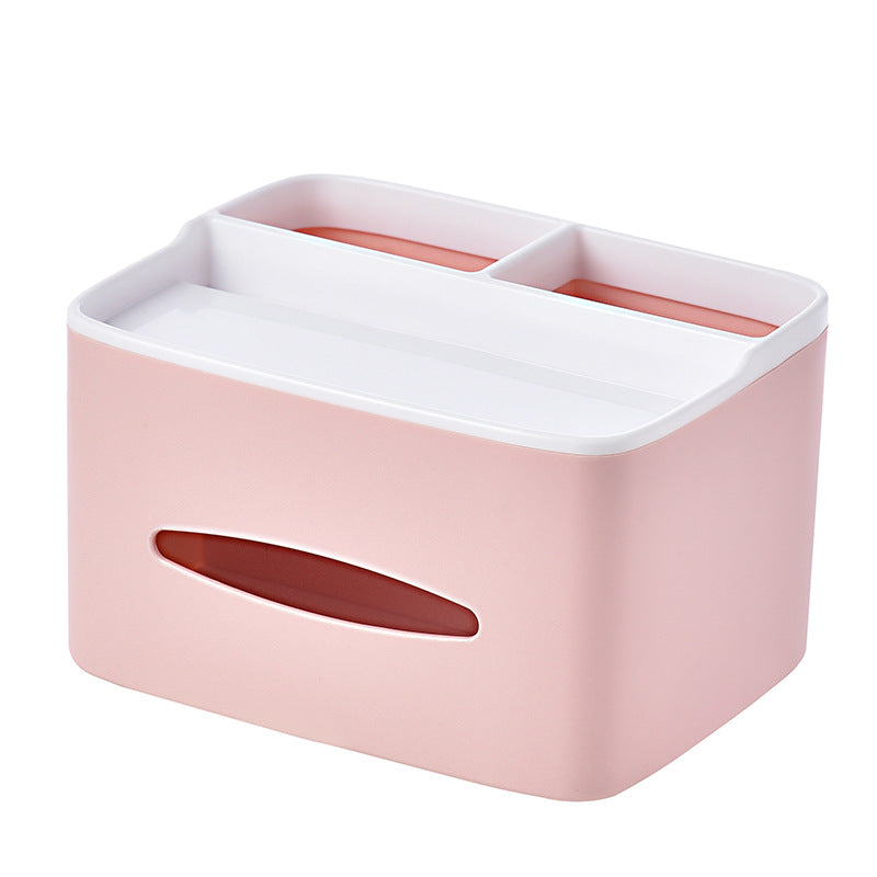 Multifunctional Tissue Box Desktop Plastic Pencil Pen Holder Remote Control Storage Box Sundries Organizer Office Home Supplies