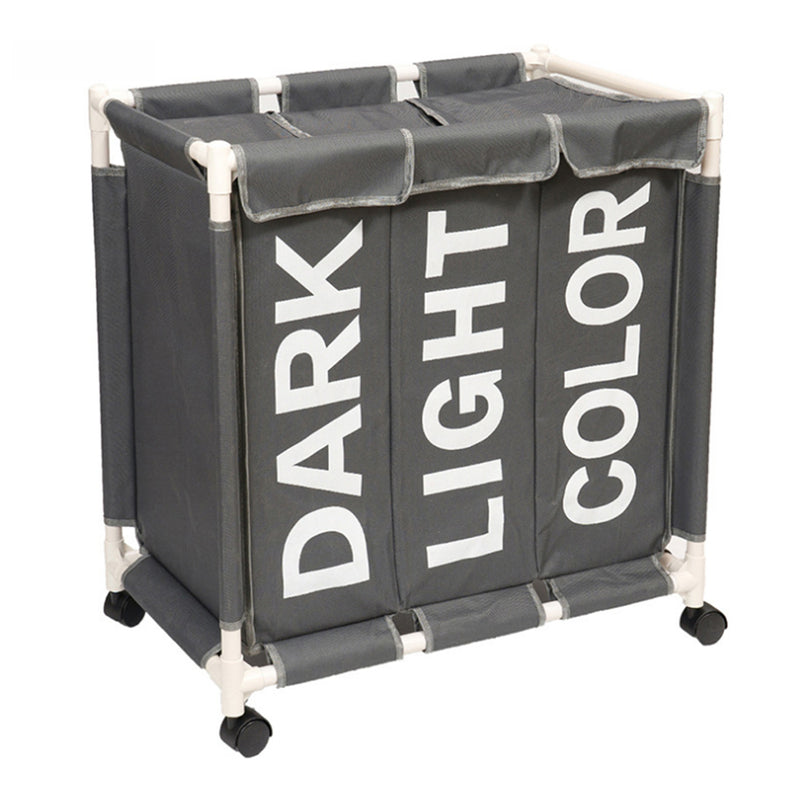 Rolling Laundry Basket Organizer 3 Grid Large Laundry Hamper Bin Waterproof Laundry Bags For Dirty Clothes Storage Box Baskets with Wheels