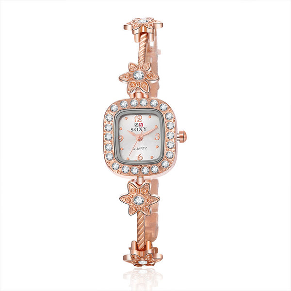 SOXY 0017 Crystal Shining Women Bracelet Watch Square Dial Quartz Watches