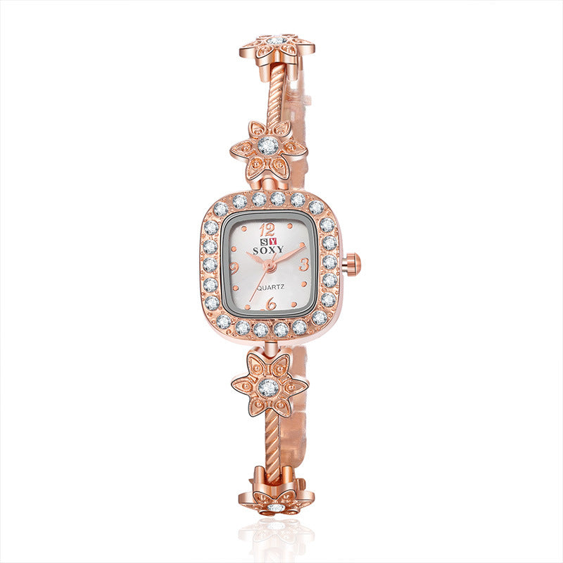 SOXY 0017 Crystal Shining Women Bracelet Watch Square Dial Quartz Watches