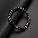Unisex Black Beaded Bracelet Vintage Black Gallstone Oval Bracelets Ethnic Jewelry For Women Men