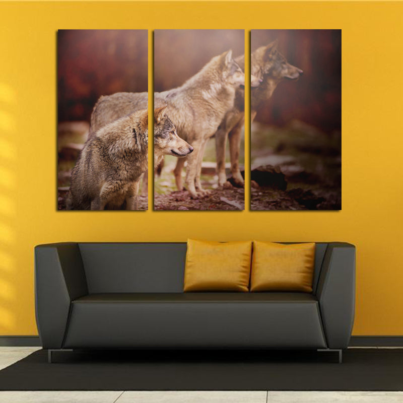 Miico Hand Painted Three Combination Decorative Paintings Three Dogs Wall Art For Home Decoration
