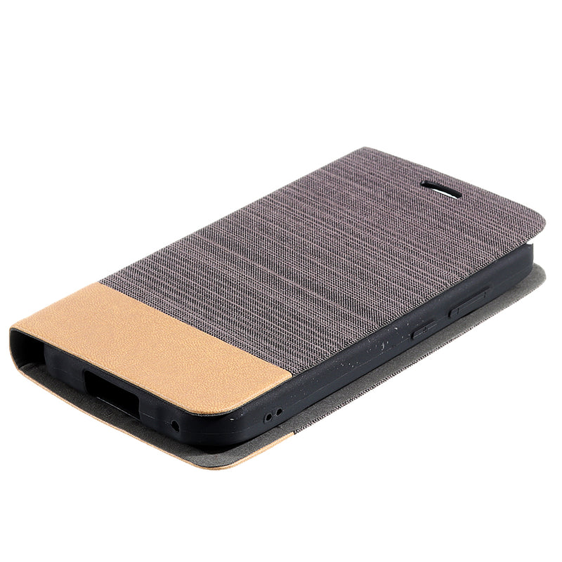 For Doogee S40 Case Bakeey Flip Foldable Canvas PU Leather Full Body Protective Case with Card Slot