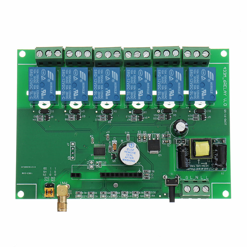 DC 12V 6 Channel DIY Receiver Relay Module Board With Wireless RF Remote Control Switch