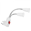 AC100-250V 4A Double Heads E27 Lampholder Bulb Adapter with Botton Switch EU US UK Plug