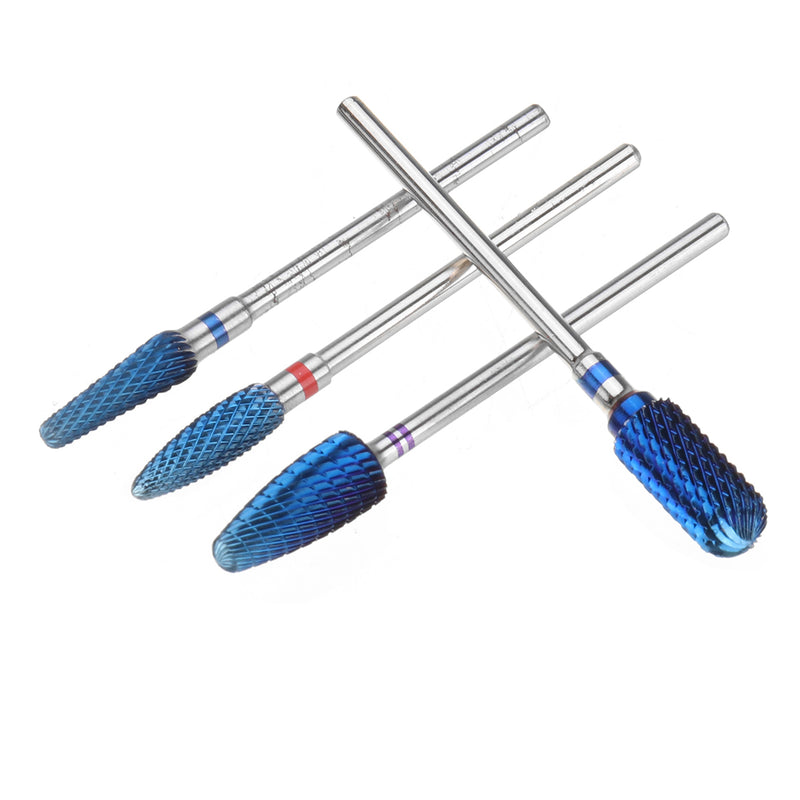 4pcs Blue Tungsten Steel Nail Drill Bits Grinding Head Carbide Burrs for Electric Manicure Machine