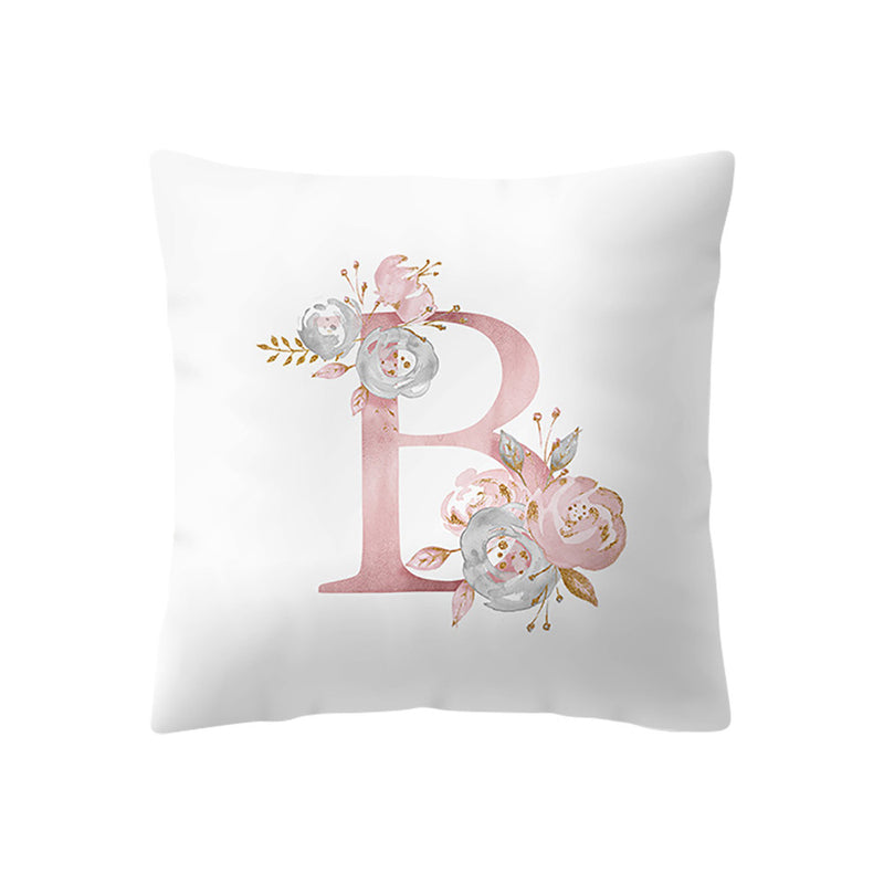 Simple Nordic Style Pink Alphabet ABC Pattern Throw Pillow Cover Home Sofa Creative Art Pillow Case