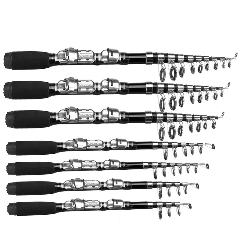 Carbon Fiber 1.0-2.3m Telescopic Pocket Fishing Rod Mini Portable Travel Spinning Pole