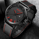BREAK 3301 Casual Style Waterproof Men Wrist Watch Leather Strap Date Display Quartz Watch