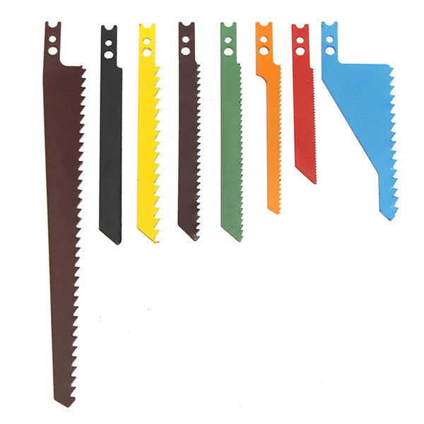 8pcs Jigsaw Blades Sabre Scroll Assortment Set Wood Metal Steel Drywall Blades