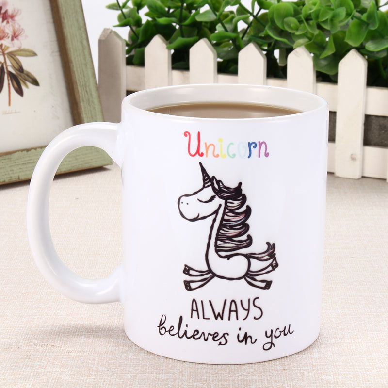 350ml Funny Novelty Unicorn Ceramic Coffee Mug Always Believes In You Home Office Cup