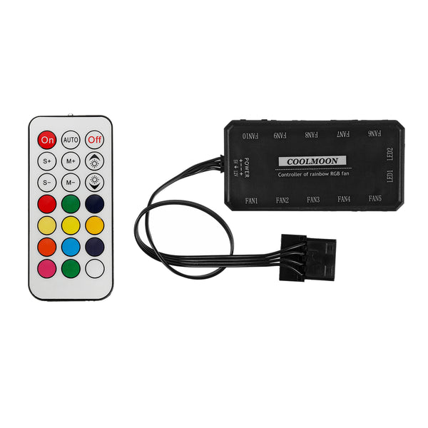 Coolmoon 12V RGB Cooling Fan Remote Control Controller Switching Adjustable Brightness Speed of Fan