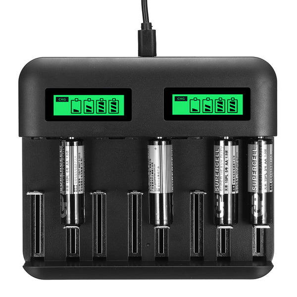 8 Slots Intelligent LCD Display USB Battery Charger for AA AAA C D Size Battery
