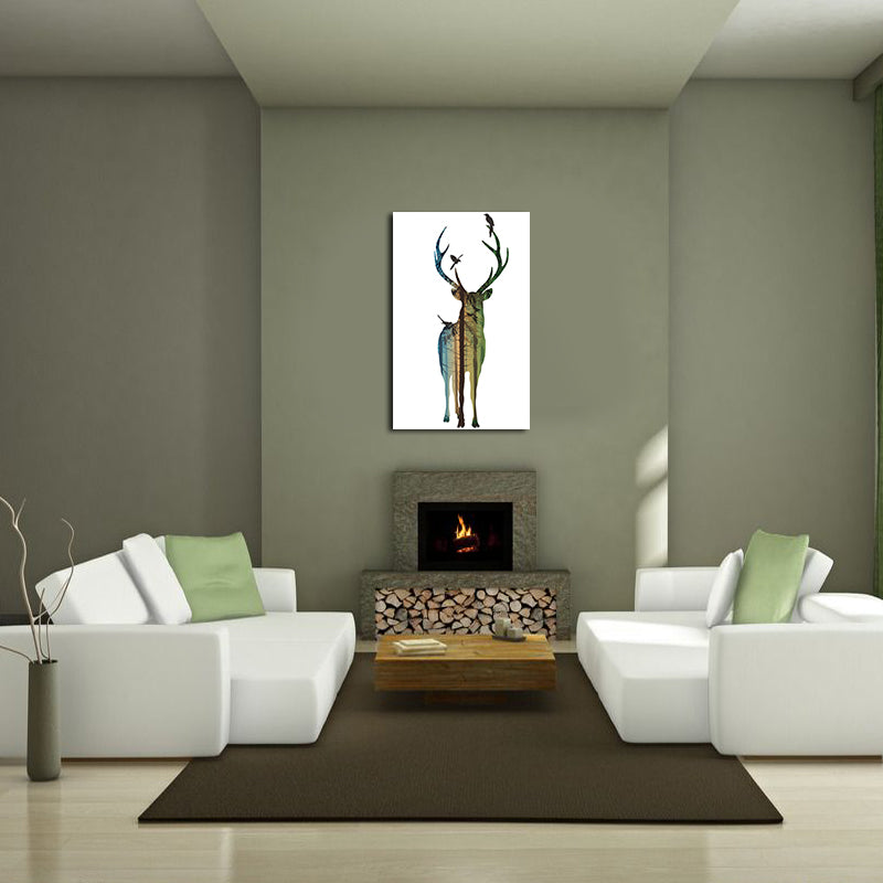 Miico Hand Painted Oil Paintings Simple Male Deer A Wall Art For Home Decoration Painting