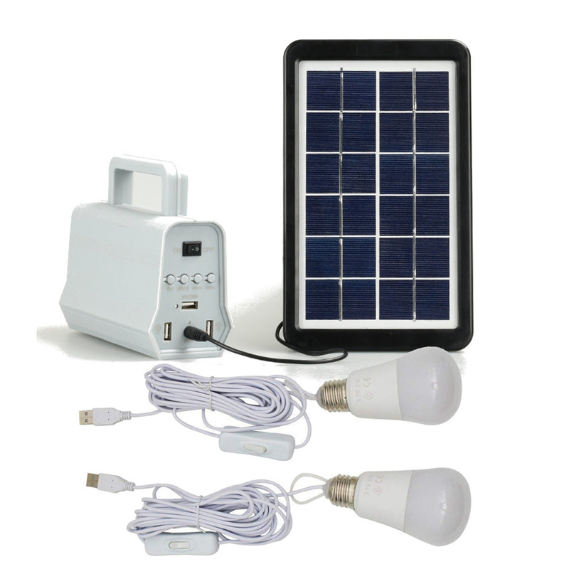 Solar Generator System bluetooth Speaker Outdoor Emergency LED Camping Lamp with 2 Light Bulb