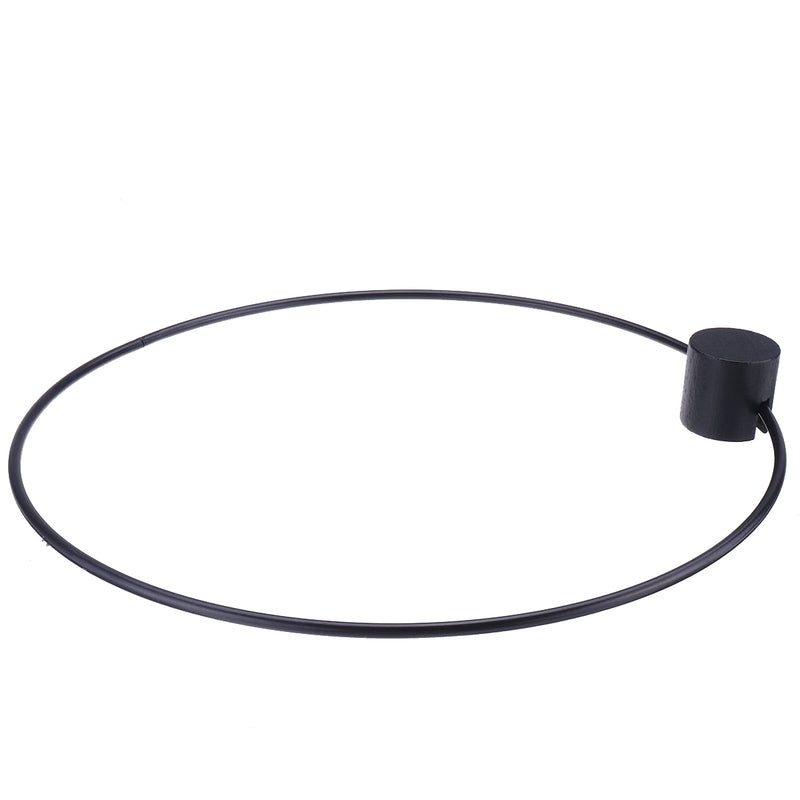 Self-Adhesive Iron Circle Round Towel Holder Ring Shape Shelf w/ Wooden Hook Wall Mount Rack Bathroom