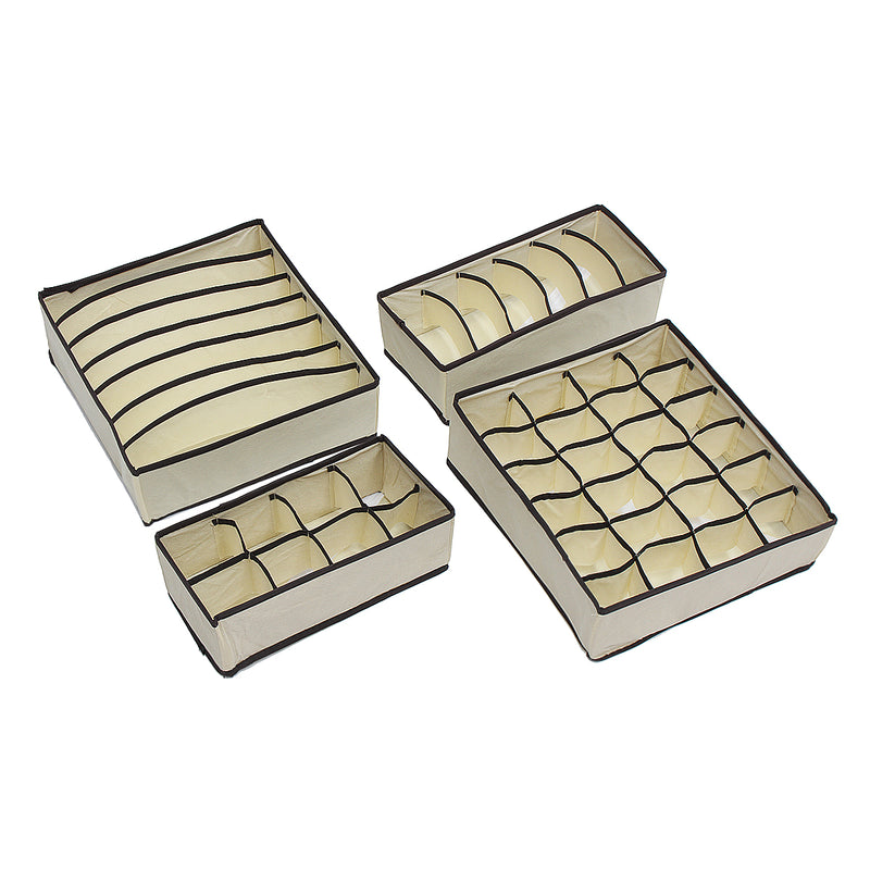 4Pcs Storage Box Underwear Bra Socks Display Non Woven Closet Drawer Container Organiser