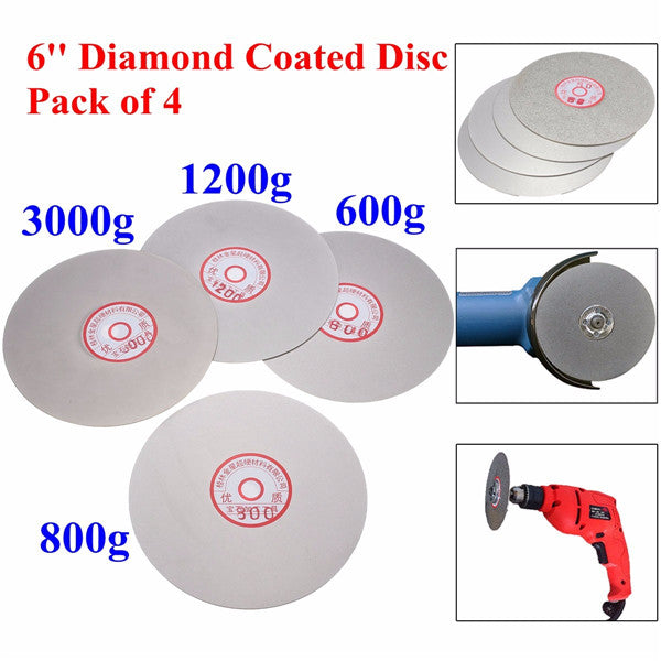 4pcs 6 Inch 600/800/1200/3000 Grit Flat Lap Wheel Lapping Grinding Disc