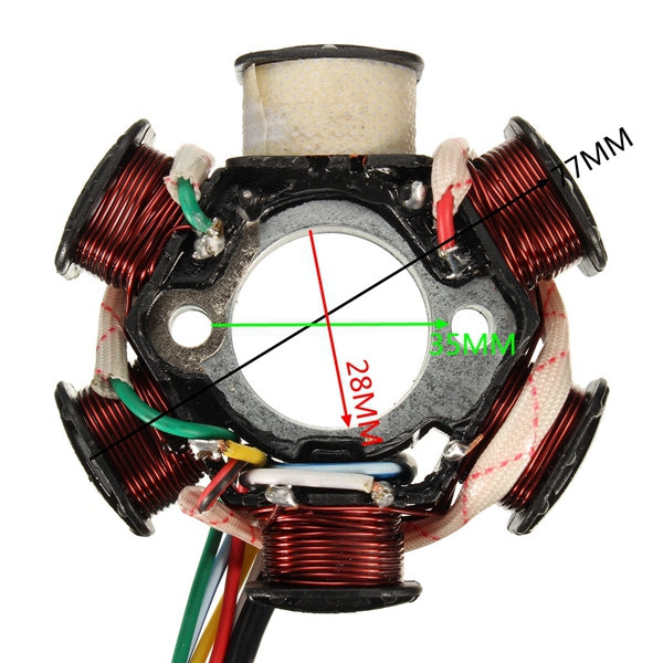 6 Pole Generator Coil Magneto Stator Plate GY6 110 125cc ATV PIT DITR Quad Bike