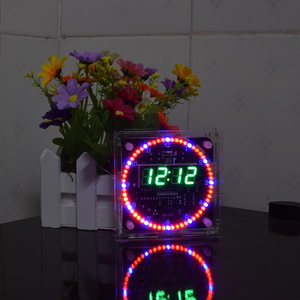 Geekcreit? Upgrade DIY EC1515B DS1302 Light Control Rotation LED Electronic Clock Kit Size 81x81x2mm