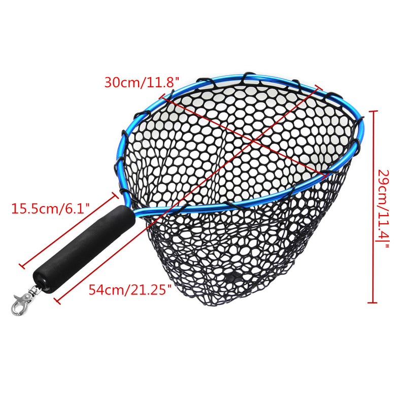 54*30cm Landing Fly Fishing Net Mesh Trount Bass Fishing Catch With Elastic Rope And Clip