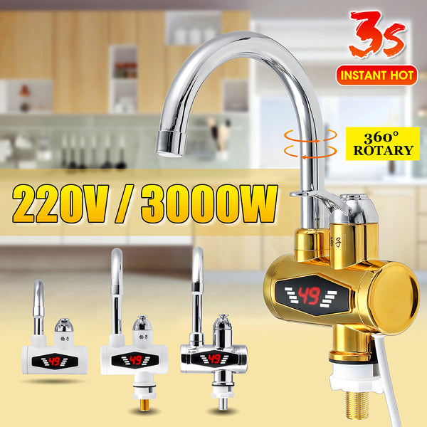 220V 3000W Temperature Display Instant Hot Water Faucet for Bathroom Kitchen