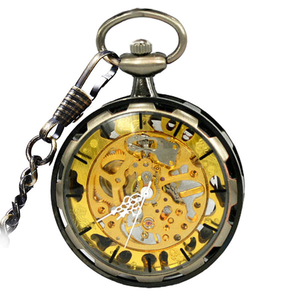 JIJIA JX006 Coverless Hollow  Gold Luxury Mechanical Watch Pocket Watch