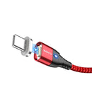 FLOVEME 3A Type C LED Magnetic Braided Fast Charging Data Cable 1M For Smartphone iPad Pro Tablet