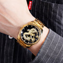 SKMEI 9193 Luxury Chinese Dragon Pattern Golden Waterproof Men Watch Quartz Watch