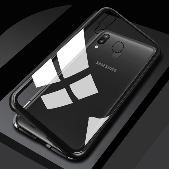 Bakeey Magnetic Adsorption Aluminum Tempered Glass Protective Case For Samsung Galaxy A40 2019
