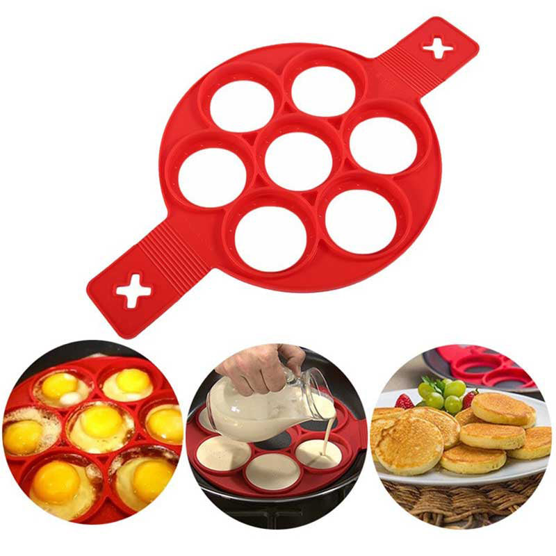 7 Holes Pancake Silicone Mold Circular Fried Egg Mold Nonstick Flip Pancake Maker Omelette Egg Forms Ring Mold Egg Tools Egg Mould