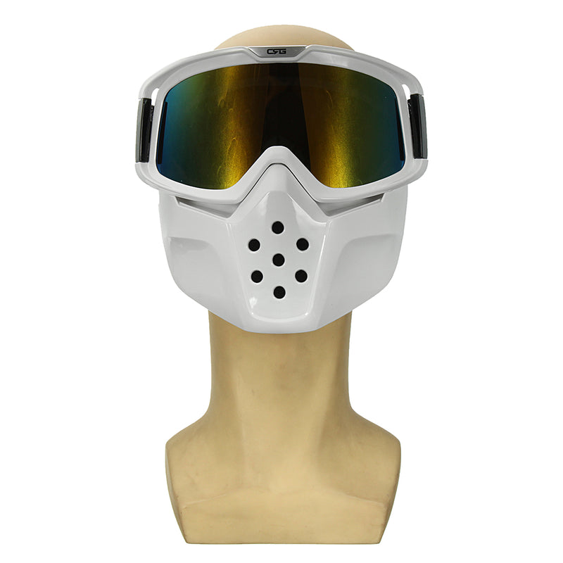 Detachable Modular Face Mask Shield Goggles Riding Motorcycle Helmet Yellow Lens