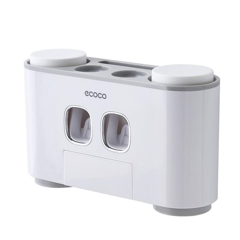 Automatic Toothpaste Squeezer Dispenser 5 Toothbrush Holder Wall Mount Stand Set Bathroom