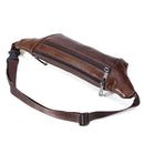 Men Leather Waist Bag Multi-Pockets Storage Bag Leisure Shoulder Bag