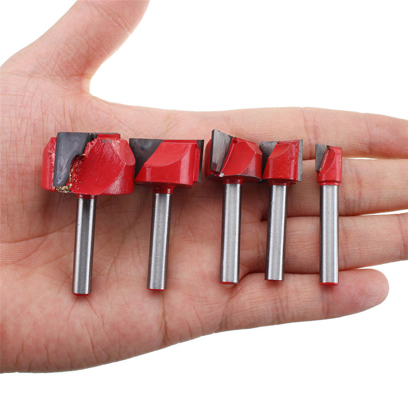 5pcs 6x10/16/22/25/32mm Shank Router Bit Kits Profiling Trimming Wood Joining Cutter