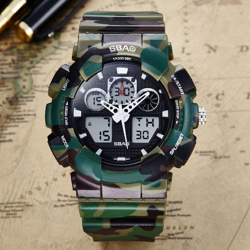 SBAO S8017-1 Dual Display Digital Watch Men Backlight Stopwatch Alarm Waterproof Sport Watch