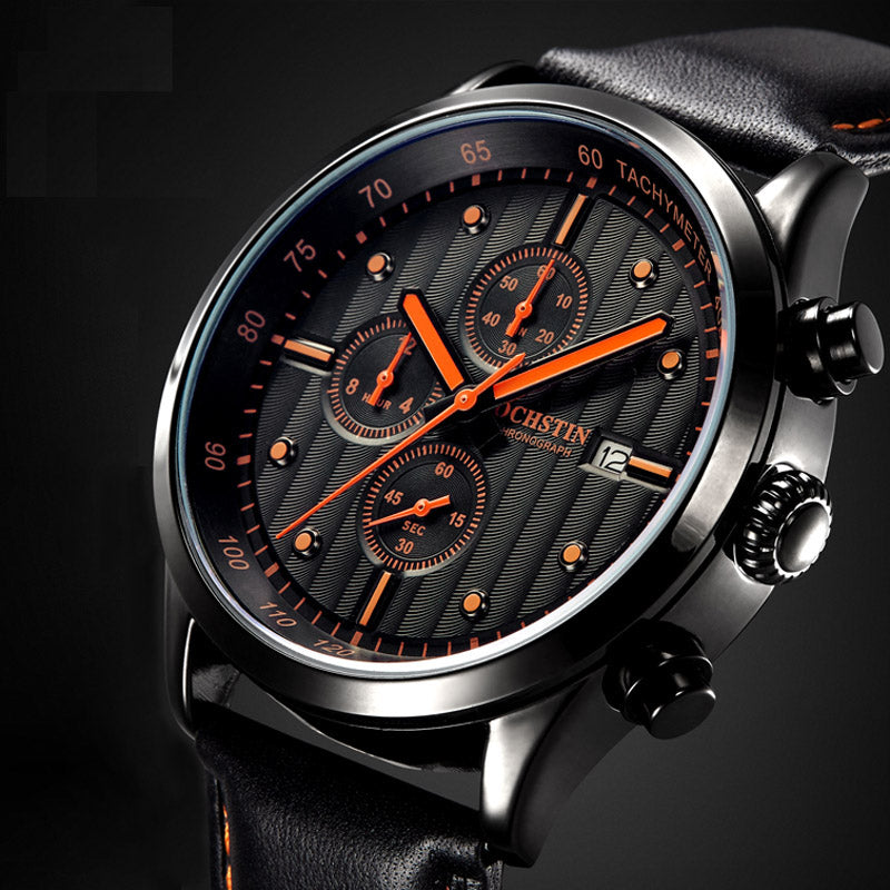 OCHSTIN GQ042B Luxury Men Quartz Watch Fashion Sub-dail Leather Straps Sport Watch