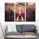 Miico Hand Painted Three Combination Decorative Paintings Jungle Adventure Wall Art For Home Decoration